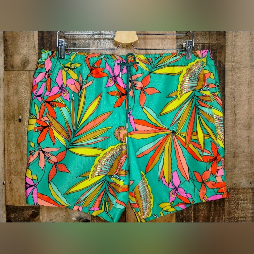 NWT MR. TURK Tropical Floral Men's Swim Bathing Trunks Shorts 34 Retro
